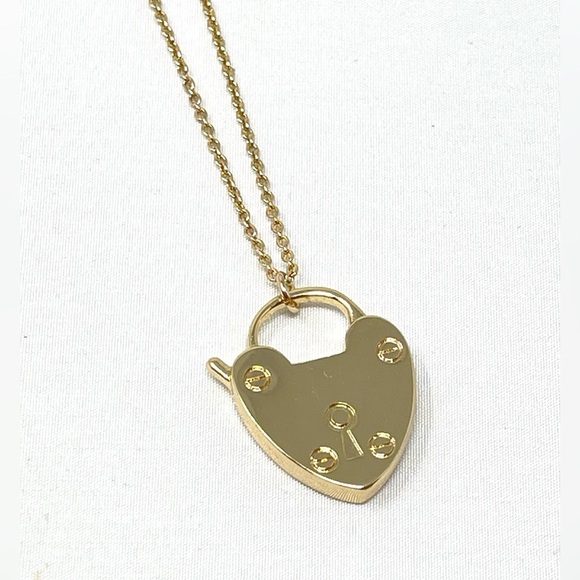 New Anthropologie Padlock Pendant Necklace Gold - Picture 1 of 6